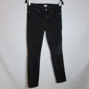 J. Crew Jeans Stretch Black Distressed Ankle Skinny Denim Goth casual Women's 28